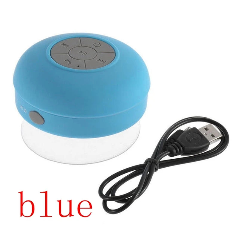 Mini Bluetooth Speaker Shower Subwoofer Waterproof Handsfree Loudspeaker with Suction Cup Mic for Bathroom Pool Beach Car Phone