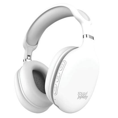 Foldable Wireless Headphones, Bluetooth Over-Ear Headset with Built-In Mic, White